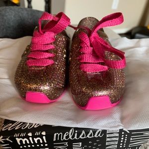 Mini Melissa pink glitter sneakers